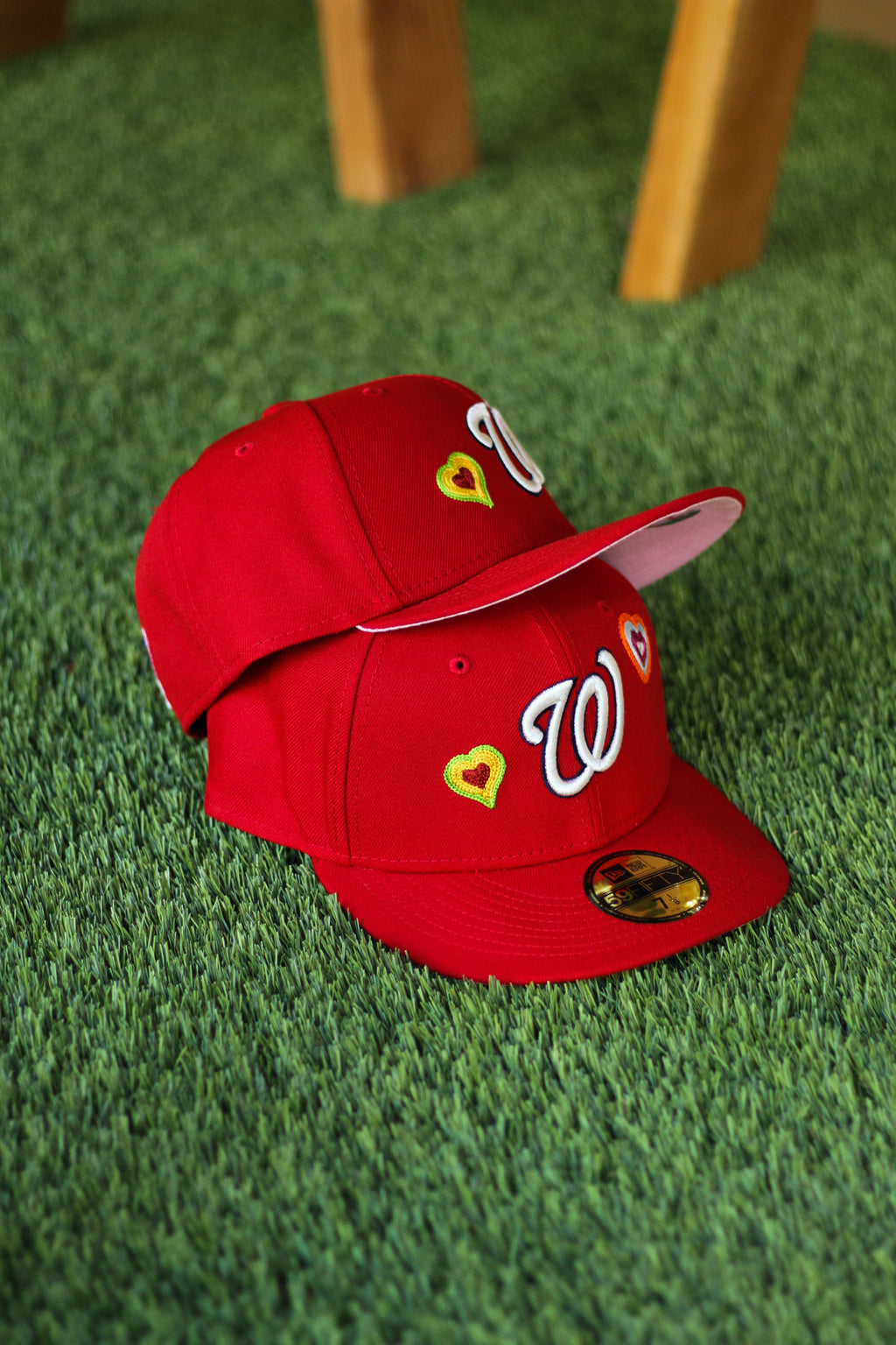 New Era Men's Red Washington Nationals Chain Stitch Heart 59FIFTY Fitted Hat