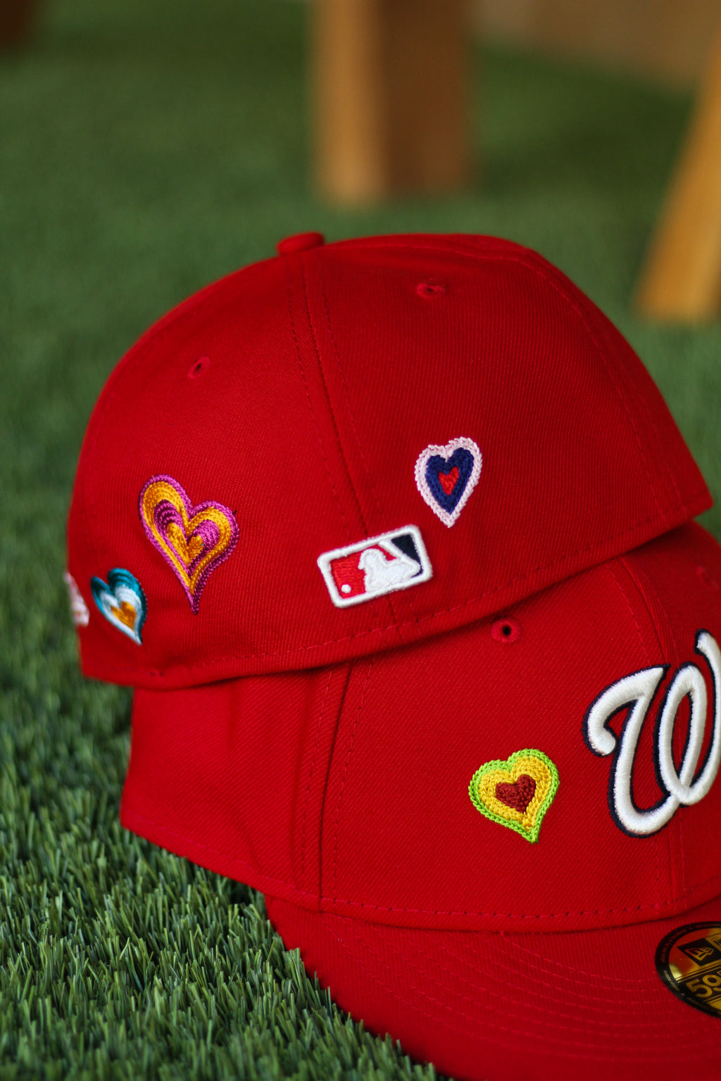 New Era Men's Red Washington Nationals Chain Stitch Heart 59FIFTY Fitted Hat