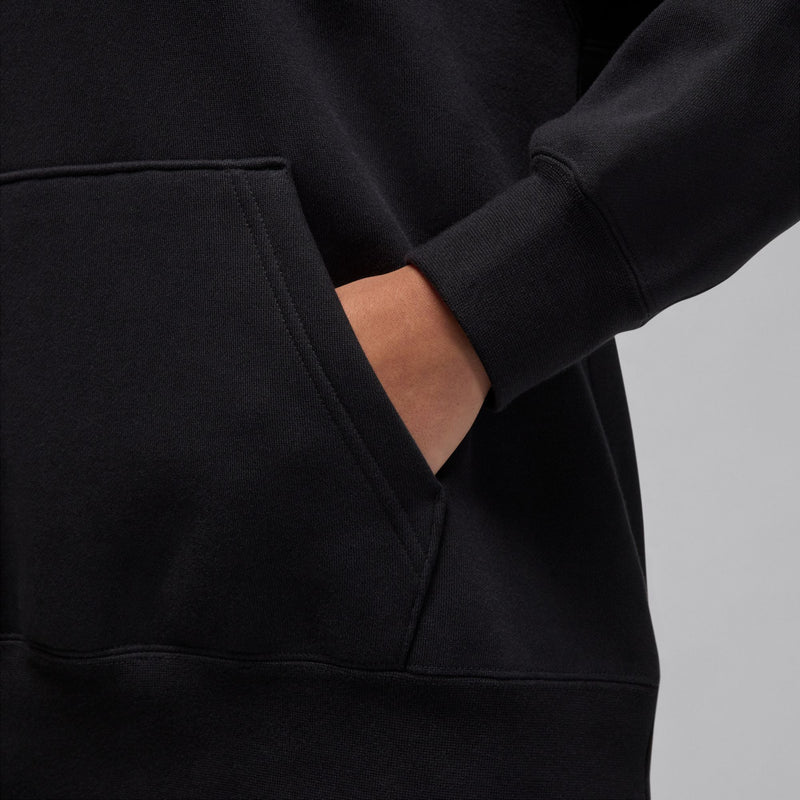 W SATIN LINED PULLOVER HOODIE "BLACK"