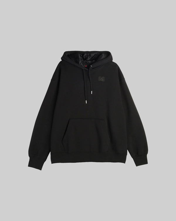 W SATIN LINED PULLOVER HOODIE "BLACK"