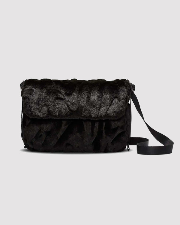 FAUX FUR CROSSBODY BAG "BLACK"