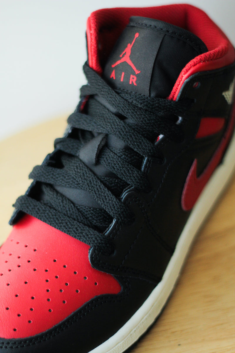 AIR JORDAN 1 MID (GS) "BLACK/VARSITY RED-SUMMIT WHITE"