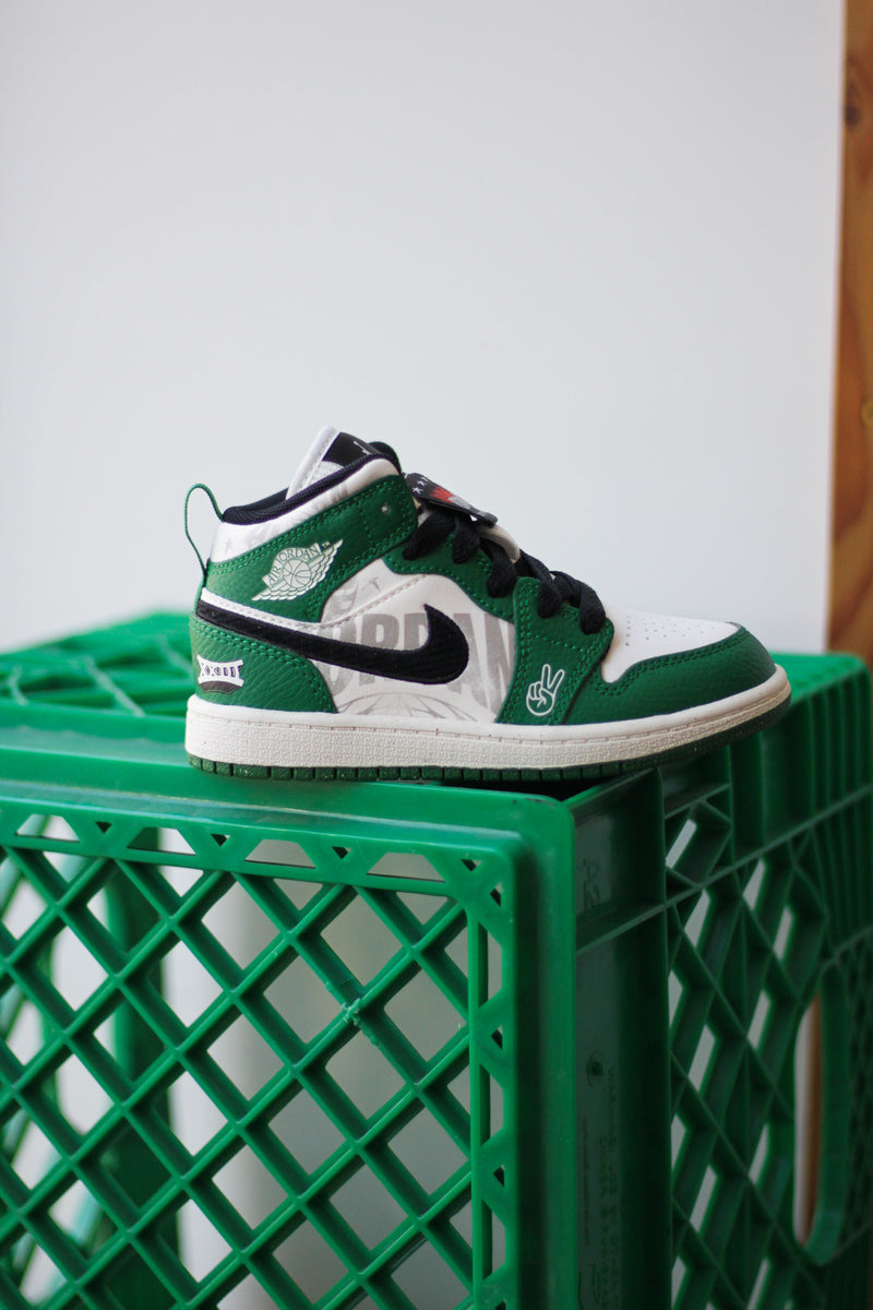 AIR JORDAN 1 MID SE (PS) "PINE GREEN/SAIL-BLACK-TEAM ORANGE"