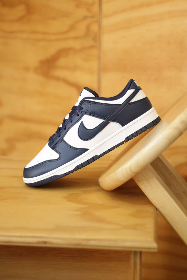 NIKE DUNK LOW RETRO "WHITE/MIDNIGHT NAVY-WHITE"