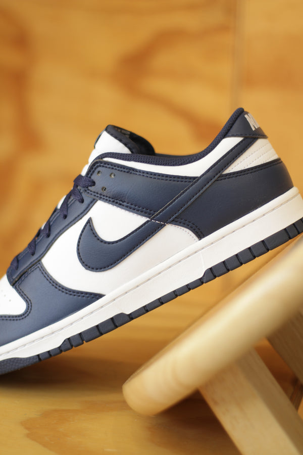 NIKE DUNK LOW RETRO "WHITE/MIDNIGHT NAVY-WHITE"