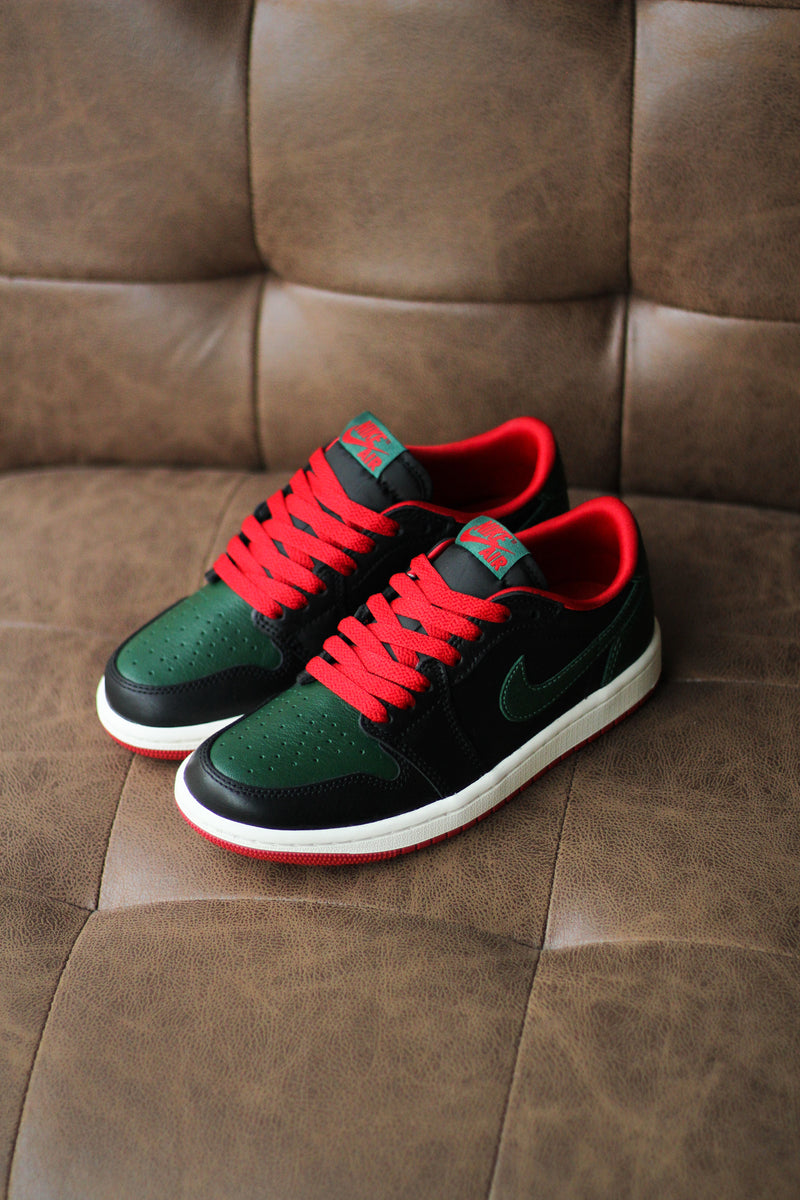 W AIR JORDAN 1 LOW OG "BLACK/GORGE GREEN"