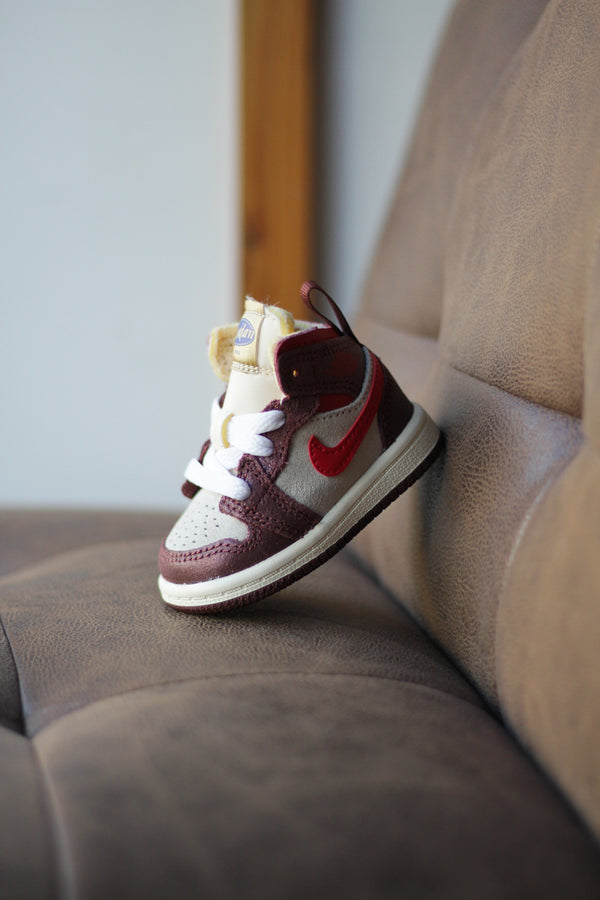 JORDAN 1 MID SE (TD) "COCONUT MILK/VARSITY RED-DARK PONY"